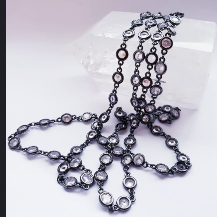 Long Oxidised CZ Necklace