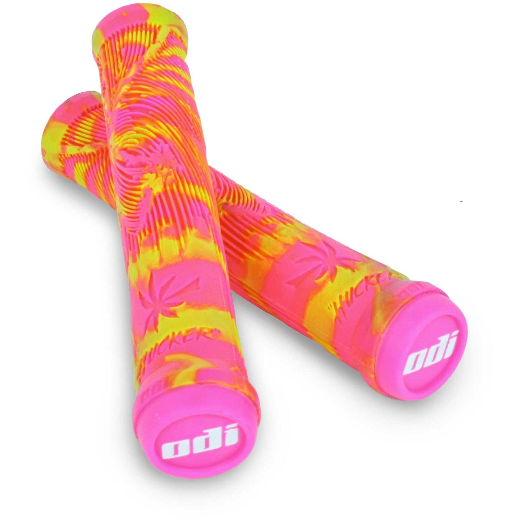 Odi Hucker BMX Grips NO Flange 160mm – Pink / Yellow LTD