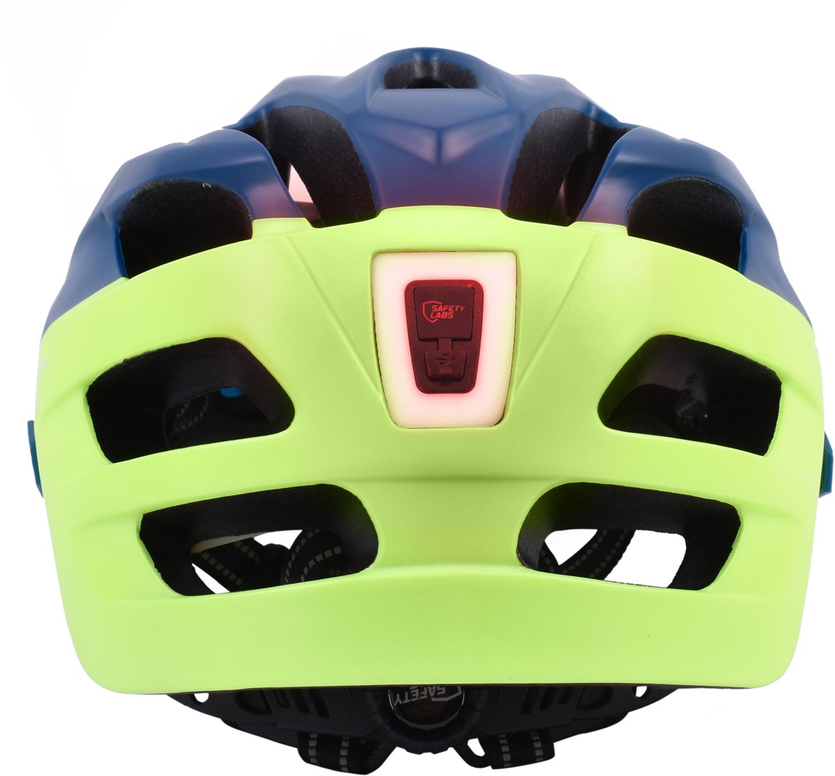 Safety Labs Vox Enduro Inmold Helmet With Integrated Rear Light in Blue/Yellow Medium (54-57cm)