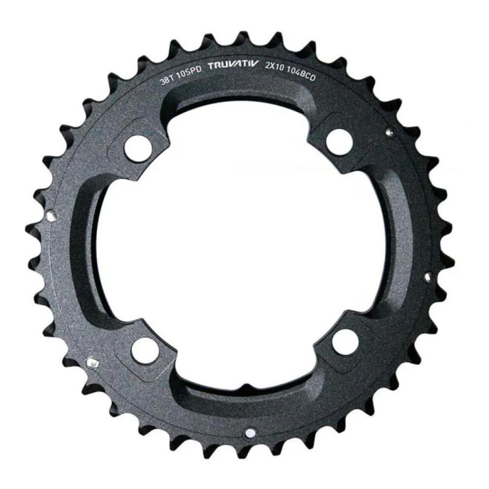 Truvativ Chainring MTB 38t 4 Bolt 104mm BCD Alu No Pin Blast Black 2×10 (38-24) S1 (49mm Chainline)